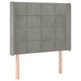 Cumpara ieftin Tablie de pat cu aripioare gri deschis 93x16x118/128 cm catifea