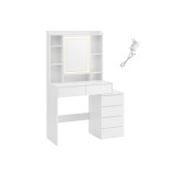 Cumpara ieftin Masa de toaleta cu oglinda iluminata Vasagle Alb 97.5x40x145 cm