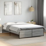 VidaXL Cadru de pat, gri sonoma, 140x190 cm, lemn prelucrat și metal