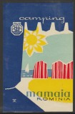 Romania anii 60 - Vigneta de bagaje CAMPING Mamaia, ONT Carpati, eticheta hoteliera, promovare turistica