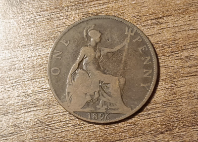 M3 C50 - Moneda foarte veche - Anglia - one penny - 1896 foto