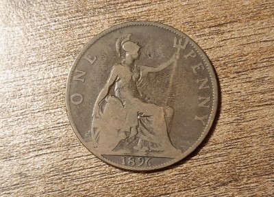C50 - Moneda foarte veche - Anglia - one penny - 1896 foto