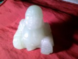 Statueta Budha sezand = piatra verde translucida , dim.= 8,5x8,5cm