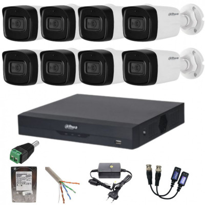 Sistem supraveghere Dahua 8 camere 8MP IR 80M DVR 8 canale 4k cu accesorii incluse HDD 1TB SafetyGuard Surveillance foto