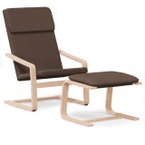 Cumpara ieftin Scaun de relaxare cu taburet, maro inchis, material textil