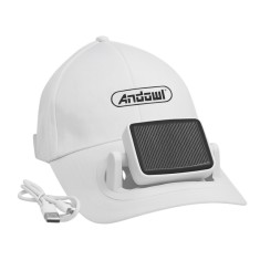 Sapca cu ventilator, panou solar integrat, USB, reglabila, alba