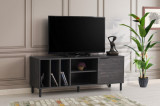 Comoda Tv cu rafturi Gordes - Dark Brown, Stejar - Maro , 140x55x40 cm