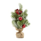 Bradut decorativ de Craciun, visiniu + verde + alb, inaltime 35 cm, SYHHC-0319193