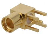 Conector MMCX soclu mamă unghi 90&deg; THT aurit 50&Omega;