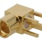 Conector MMCX soclu mamă unghi 90&deg; THT aurit 50&Omega;