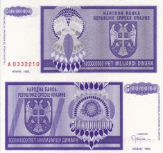 CROATIA 5.000.000.000 dinara 1993 KNIN UNC!!!