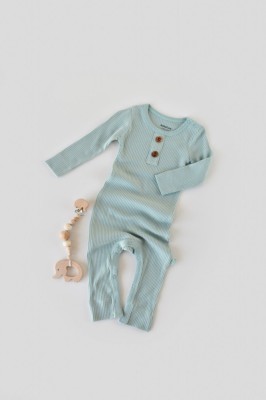 Salopeta cu maneca lunga si pantaloni lungi din bumbac organic si modal - Mint BabyCosy (Marime: 6-9 luni) foto