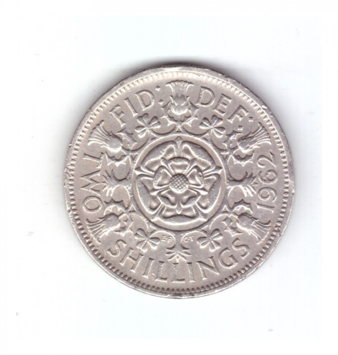 Moneda Anglia 2 shilling / 2 shillings 1962, stare buna, curata
