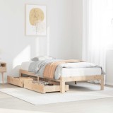 vidaXL Cadru de pat cu sertare, 75x190 cm, lemn masiv de pin 3301932