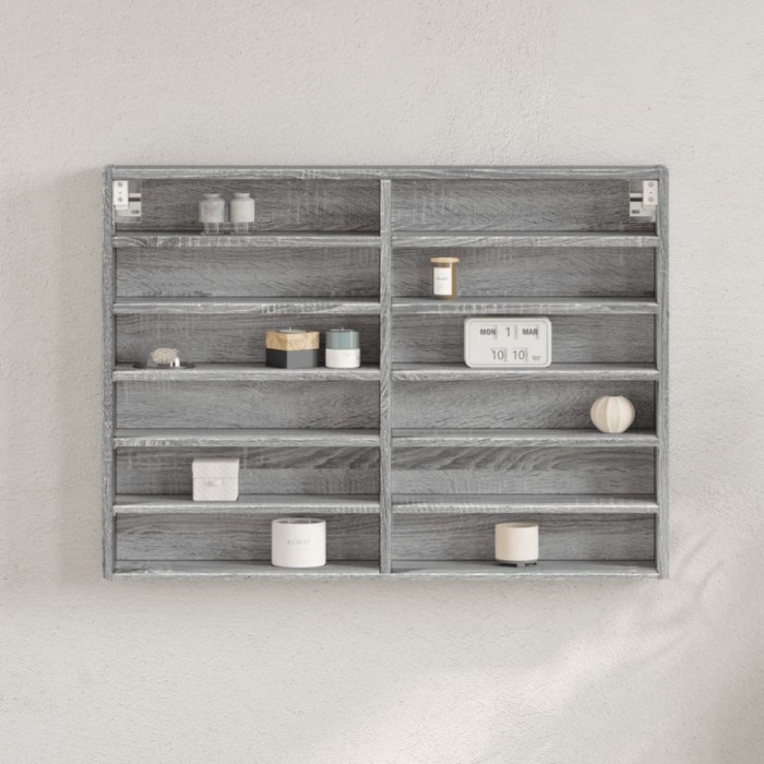 vidaXL Dulap cu vitrină, sonoma gri, 80x8,5x58 cm, lemn prelucrat