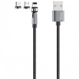 Cablu Incarcare USB - Lightning / USB Type-C / MicroUSB Dudao L9Pro, 1 m, Magnetic, 3 in 1, 3A, Gri