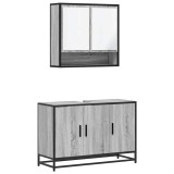 Cumpara ieftin Set mobilier de baie, 2 piese, gri sonoma, lemn prelucrat
