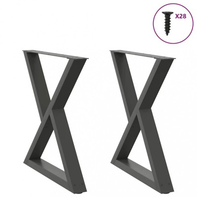 vidaXL Picioare masă de sufragerie, 2 buc., antracit, 70x(72-73,3) cm, oțel 4012726 foto