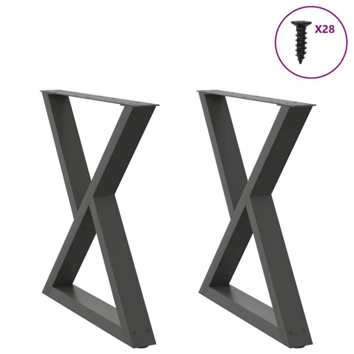 vidaXL Picioare masă de sufragerie, 2 buc., antracit, 70x(72-73,3) cm, oțel 4012726