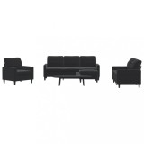 VidaXL Set de canapele cu perne, 4 piese, negru, catifea