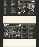 Calendar pliabil mare, de Birou, pe anul 1987 emis de Trupele de Pompieri - Tematică Pompieristică - informare &icirc;n Prevenirea și Stingerea Incendiilor