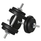 HOMCOM Set 2 Gantere Greutăți de 25 kg Total cu 12 Discuri din Oțel și Plastic, 43x18x7,5 cm, Negru | Aosom Romania