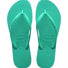 Havaianas slapi SLIM femei, culoarea verde, cu toc plat, 4000030.1829