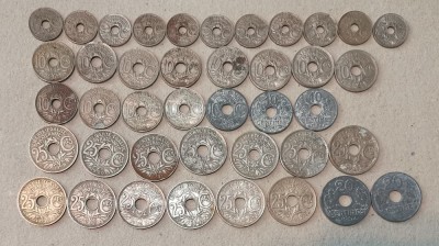 Lot 41 monede Franta 5 10 20 25 Centimes 1918 1943 fara dubluri foto