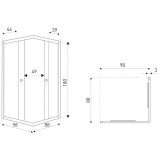 Olga SQ Element 90x100 negru pătrat cabină de duș fără tavă