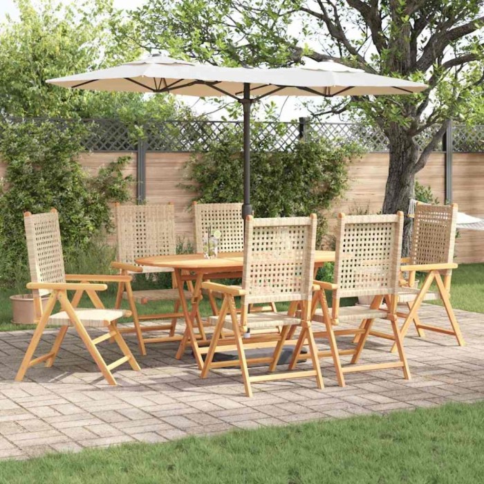 vidaXL Set de masă pentru grădină 7 pcs Bej