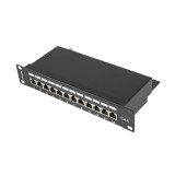 Panou de conexiuni , Lanberg , 12 porturi , 1U , cat 6e , 10 &rdquo; , negru