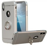 Husa iPhone X 3in1 Ring Argintiu, Protectie Completa, Anti-soc, Anti-zgarieturi, PC
