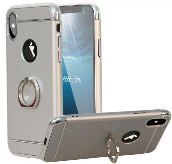 Husa Apple iPhone X, 3in1 Ring Argintiu