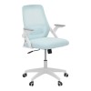Scaun de birou Reji din plasă de material albastru deschis -cadru alb 58x60x89-99cm