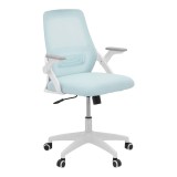 Cumpara ieftin Scaun de birou Reji din plasă de material albastru deschis -cadru alb 58x60x89-99cm