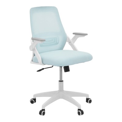 Scaun de birou Reji din plasă de material albastru deschis -cadru alb 58x60x89-99cm foto