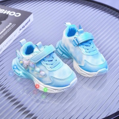 Adidasi bleu cu sidef alb si luminite - Lolly (Marime Disponibila: Marimea 22) foto