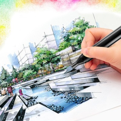 Set 40 Markere Permanente, HYT &amp;reg;, Cu Doua Varfuri si Geanta De Depozitare Inclusa, Multicolor foto
