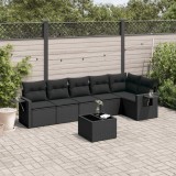 vidaXL Set canapele de grădină cu perne, 7 piese, negru, poliratan 3252532