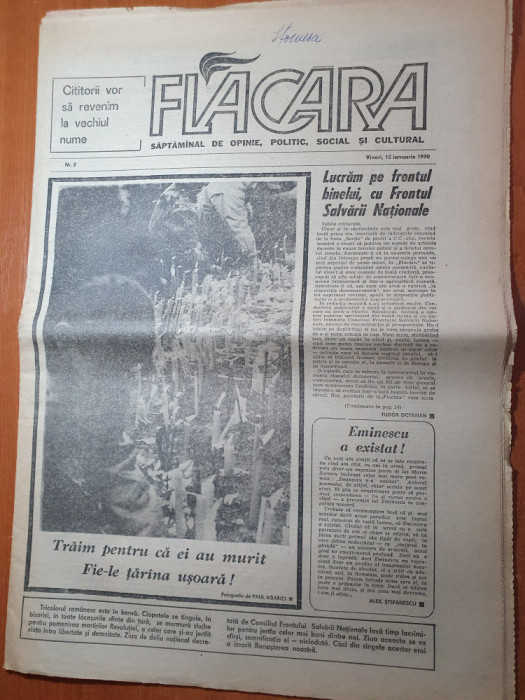 flacara 12 ianuarie 1990-foto si articole de la revolutia romana