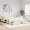 VidaXL Pat de zi cu extensie și sertare, crem, 90x200 cm, textil 3196636