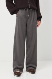 Medicine pantaloni culoarea gri, lat, medium waist