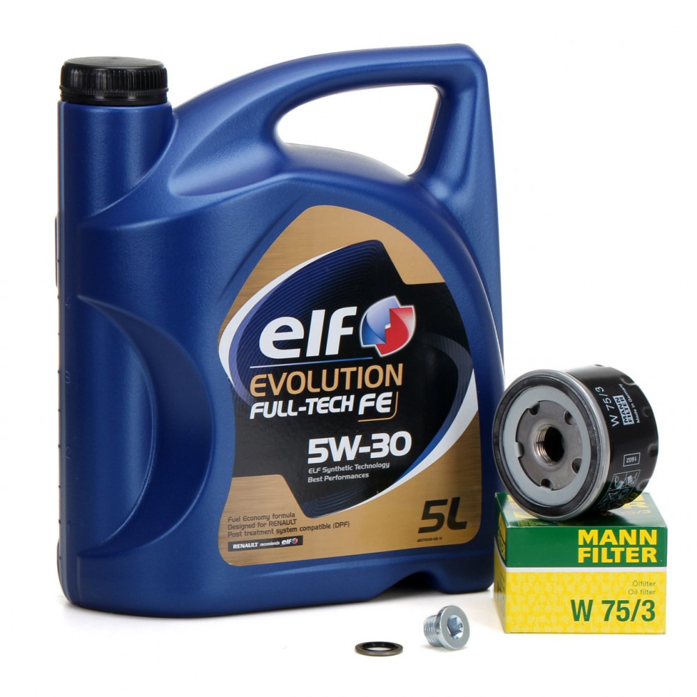 Pachet Revizie Ulei Motor Elf Evolution Full Tech FE 5W-30 5L + Filtru Ulei  Mann Filter Renault Laguna 2 2001-2007 W75/3 + Buson Golire Baie Ulei Fa1 |  Okazii.ro