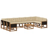 vidaXL Set de canapele de exterior cu pernă 11 pcs Natural și Bej 3382249