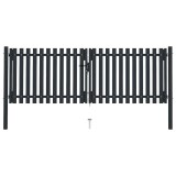 VidaXL Poartă de gard cu ușă dublă, oțel, 300x125 cm, antracit 146352