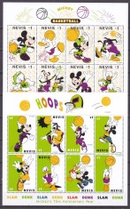 Nevis 1998 Disney sport baschet MI 1297-1312 ( 2 klb) + 4 bl.152-155 MNH 2 poze