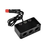 Priza auto tripla Automax 12V/ 24V DC , cu 3 iesiri DC 10A 120W, 3 iesiri USB 4.2A (1A + 2.1A + 1A() AutoDrive ProParts