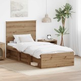 Cumpara ieftin Cadru de pat Stejar artizanal 100 x 200 cm Lemn de pin masiv