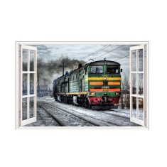 Sticker decorativ, Fereastra 3D, Tren, 85 cm, 523STK