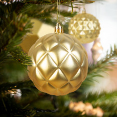 Set ornamente pentru bradul de Crăciun - ornament cu bilă - auriu - 6 buc / pachet - convex